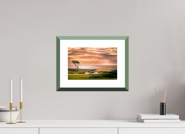 Stunning fine art print of Pebble Beach 17-mile Road at sunset, showcasing the beauty of Monterey Peninsula.