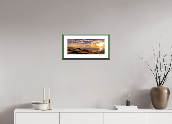 Stunning fine art print of Sunset on 17-mile Drive in Pebble Beach, capturing the beautiful coastline scene.