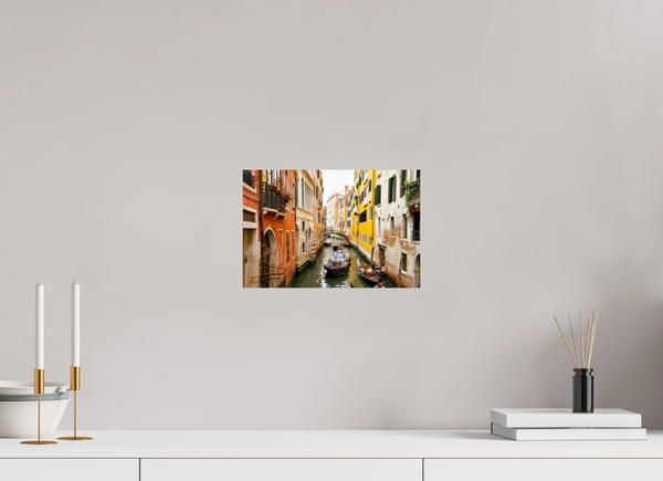 Canal view in Venice, Italy, showcasing the vibrant colors and charm of the city, perfect for Delivery Enroute decor.