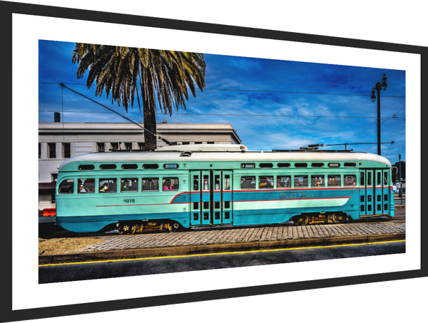 Colorful San Francisco Streetcar on the Embarcadero, showcasing the iconic transit of the city.