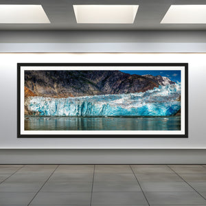 Breathtaking view of Sawyer Glacier, Alaska, showcasing majestic ice formations and vibrant blue hues.